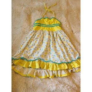 Evie's Backyard Smocked Yellow Lemons Halter Neck top size 10